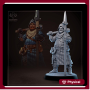 Human Male Fighter, Guard, Ranger with Polearm PC / NPC  | 28mm, 32mm,54mm,75mm,100mm Resin Miniature |Dungeons and Dragons |Mammoth Factory - Only-Games