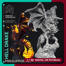 Hell Drake - Demon Dragon -  PRESUPPORTED - Illustrated and Stats - 32mm scale