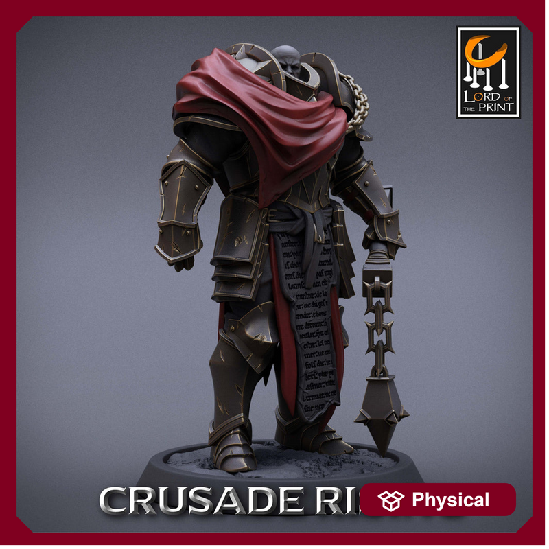 Paladin Knight Flail Templar Unpainted Miniature | 28mm, 32mm,54mm,75mm, 100mm Scales | Dungeons and Dragons |Pathfinder | Lord of The Print - Only-Games