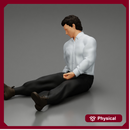 Accident of a male worker sitting on the floor with an injured