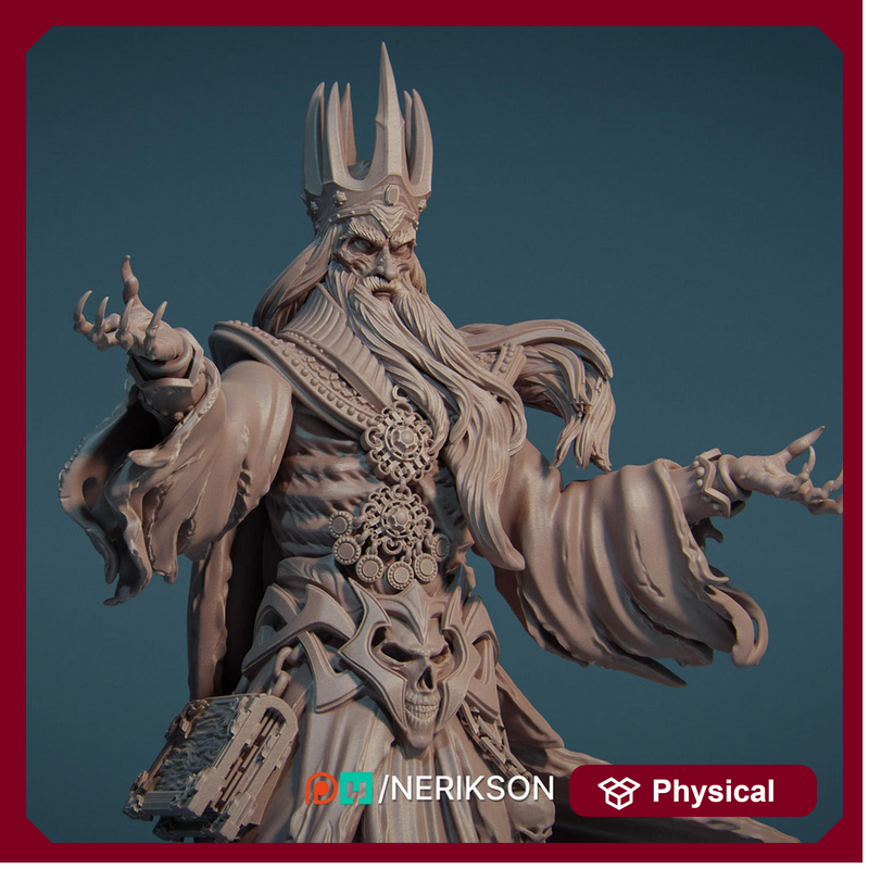 Lich, Evil Wizard, Undead Monster Unpainted Miniature | 28mm,32mm,54mm,75mm, 100mm, 140mm Scales | D&D 5E Pathfinder | NERIKSON - Only-Games