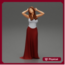 sexy girl in long dress with long hair standing
