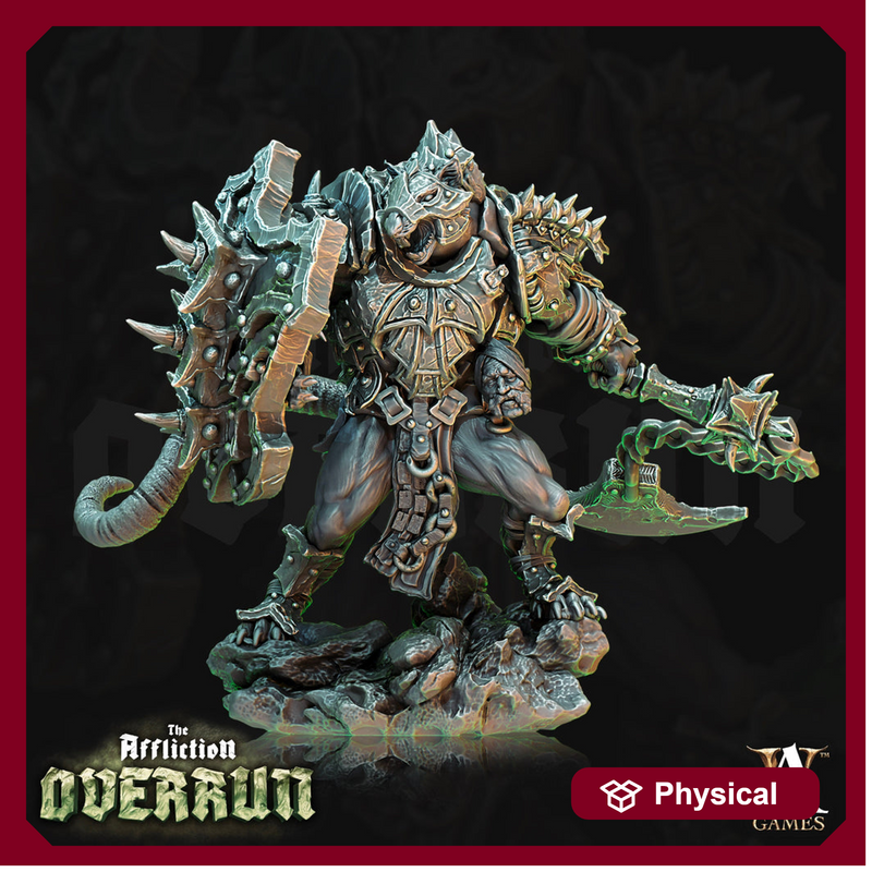 Wererat Fighter Warmonger Shield andFlail | Resin Miniature | D and D|28mm,32mm,54mm, 75mm, 100m Scale|pathfinder | D&D 5e - Only-Games