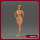 Naked woman posing barefoot