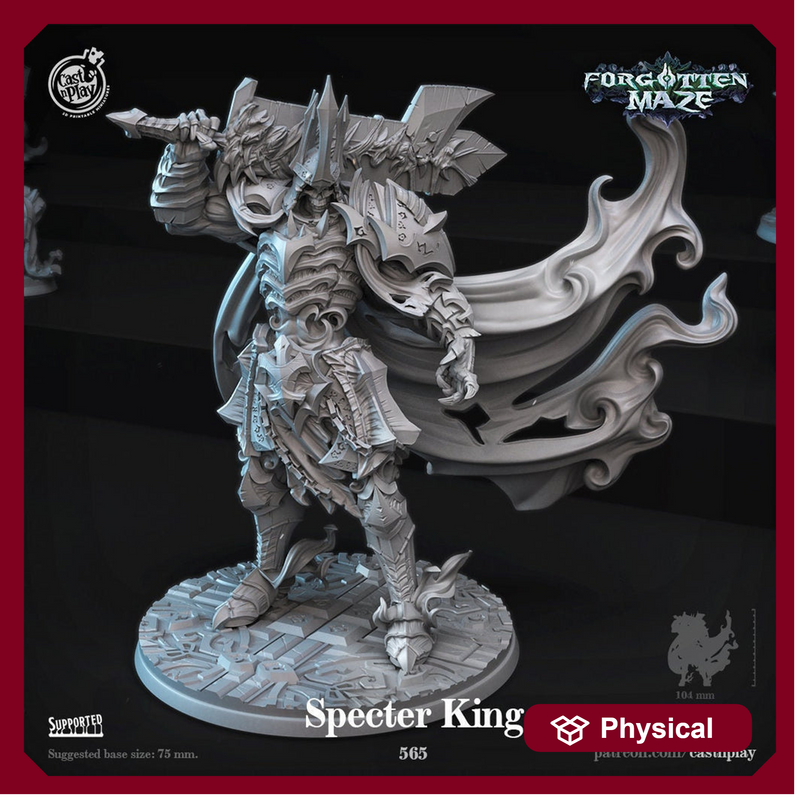 Goliath Undead Specter King Miniature | Dungeons and Dragons | 28mm, 32mm, 75mm(105mm Tall)  | Pathfinder | Unpainted | CastnPlay - Only-Games