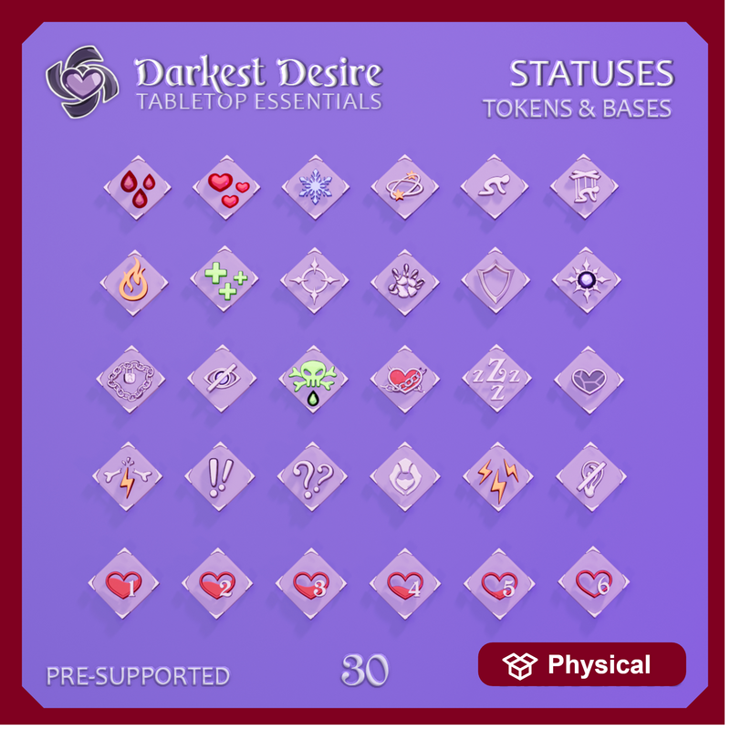 Condition Tokens - 30 Status Effects with Bases