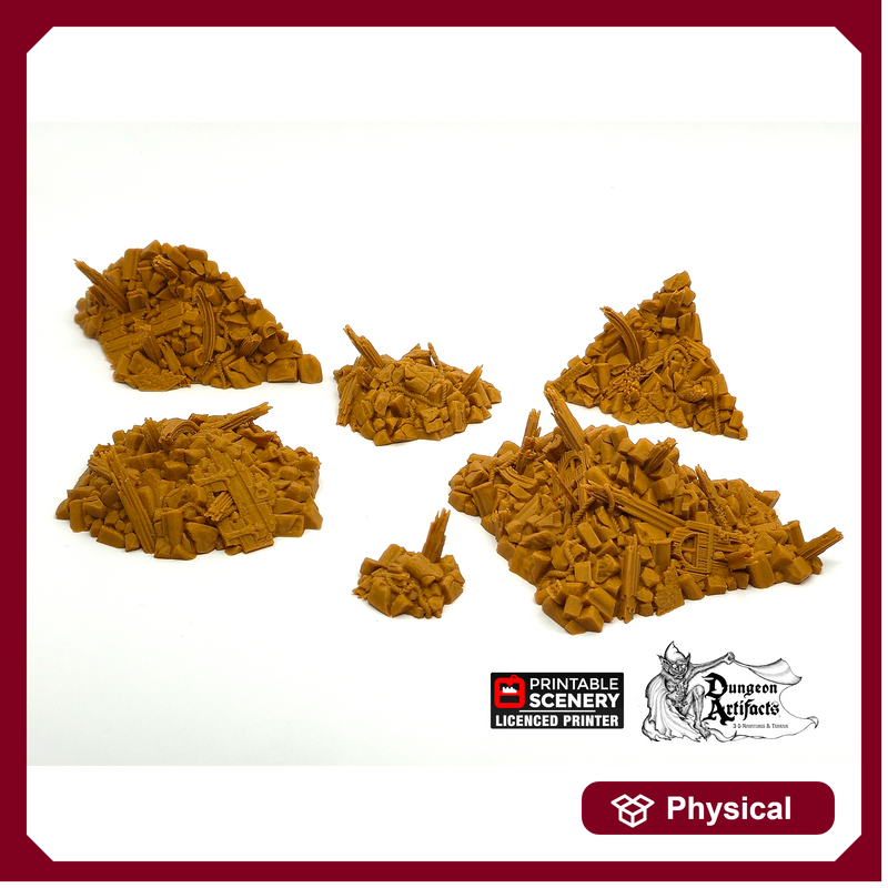 Rubble Set - Clorehaven and the Goblin Grotto - Printable Scenery Wargaming Tabletop Scatter Terrain D&D, DnD