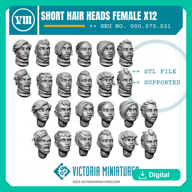 Female Heads with Short Hair x12 - Only-Games