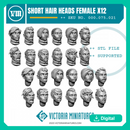 Female Heads with Short Hair x12
