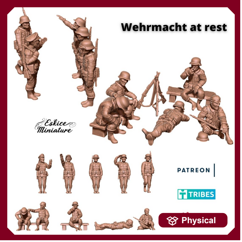 10 german soldiers of Wehrmacht at rest - 28mm