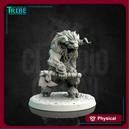 (L 0025) Male minotaur with axes + base (Large)