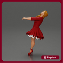 Girl in dress leaning back holding hands enjoying a playful dance moment