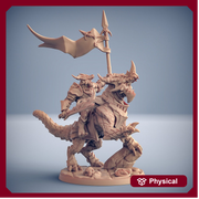 Dragonborn Knight Paladin Fighter Mounted on Dragonling | 28mm, 32mm, 54mm, 75mm Scale Resin Miniature | Dungeons and Dragons | Pathfinder | - Only-Games
