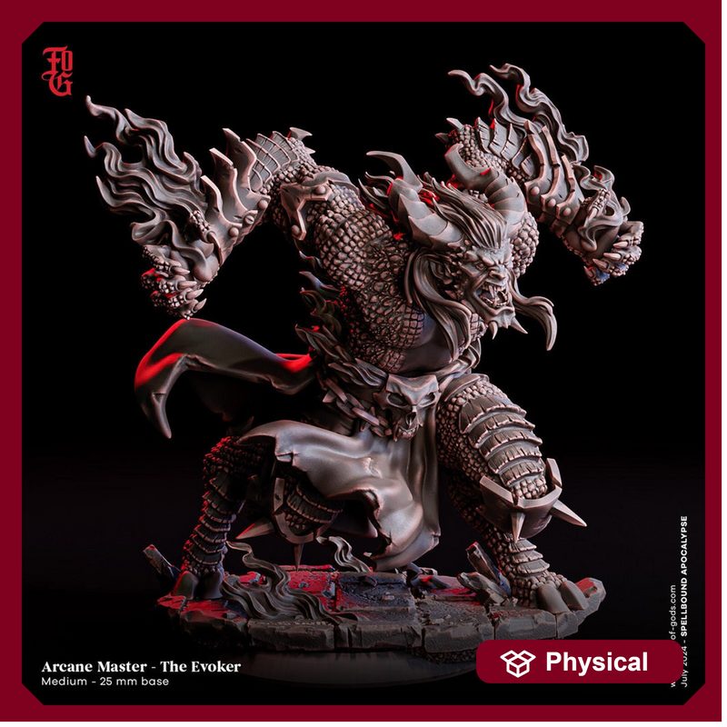 Tiefling Wizard Evoker, Warlock,Sorcerer | 28mm, 32mm,54mm, 75mm,100mm Scale  Player Character Mini-D&D 5e Pathfinder Figurine Flesh of Gods - Only-Games