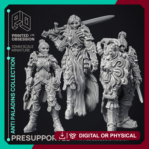 Anti Paladin Collection - 3 Models - PRESUPPORTED - Hell Hath No Fury - 32 mm Scale - Only-Games