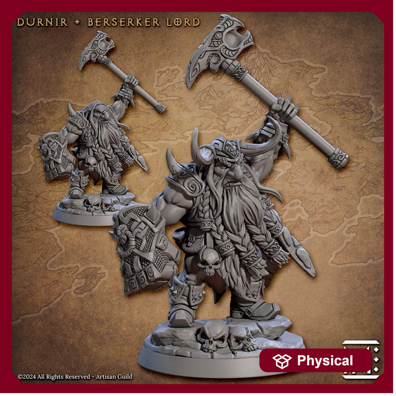 Male Fighter Dwarf  with Hammer & Buckler, Helm and no Helm | 28mm, 32mm, 54mm, 75mm Scale Miniature | Dungeons and Dragons | Artisan Guild - Only-Games