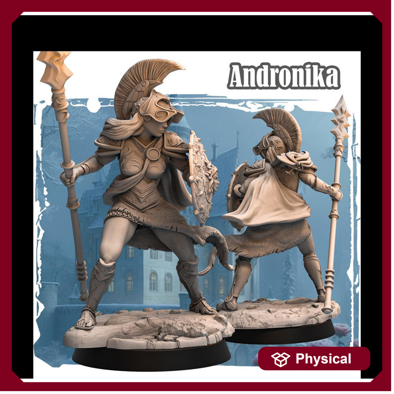 Female  Battlemaster Fighter, Spear and Shield  D&D 5e Mini | 28mm, 32mm,54mm,75mm,100mm Scales | Dungeons and Dragons Pathfinder | - Only-Games