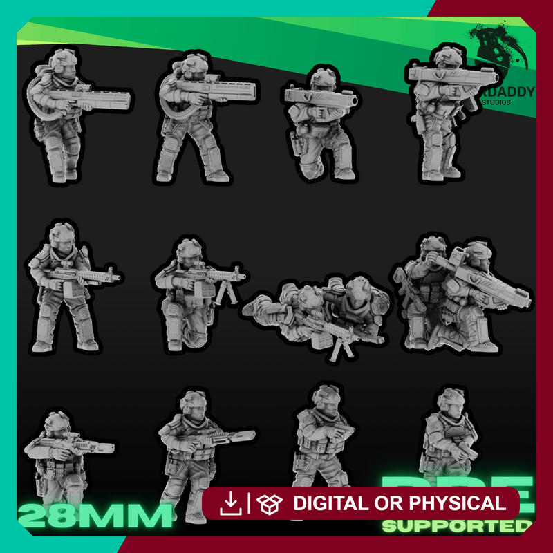 Sci-Fi Future Mercs- Support Weapons - Highcut Helmets (28mm)