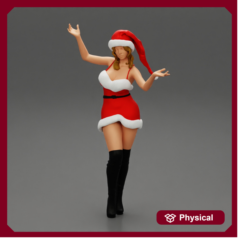 Lovely Santa Girl in Christmas Dress Posing