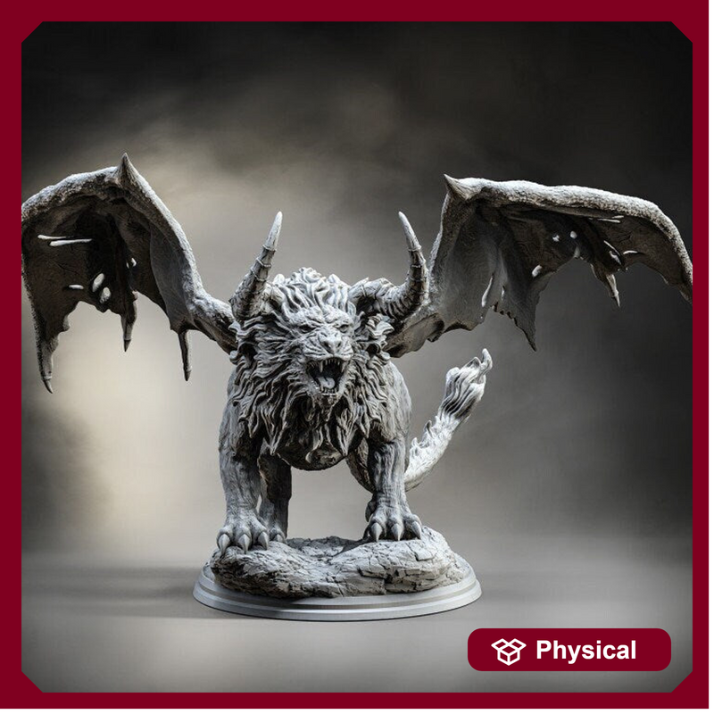 Manticore (4 sizes available) Miniature | 28mm ,32mm, 54mm, 75mm Scale | Pathfinder Figure | DnD 5E | Figurine unpainted | - Only-Games