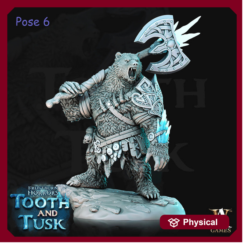 BearFolk Werebear with Double Axe | Available in 28mm,32mm,50mm,75mm Scales |Archvillain Games | Dungeons and Dragons |  Pathfinder | - Only-Games