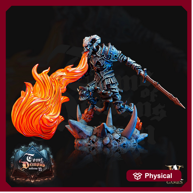 Undead Death Fighter, Demon Hell Knight | 28mm, 32mm,54mm, 75mm, 100mm Scale|Dungeons n Dragons 5e Miniatures|Pathfinder r Archvillain games - Only-Games