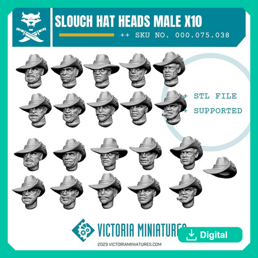 Slouch Hat Heads Male x10 - Only-Games