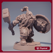 Dwarf Fighter | Dwarf | Miniatures | Hammer & Shield | Dungeons and Dragons | 28mm, 32mm 75mm | Pathfinder | Figure for Painting| Daybreak - Only-Games