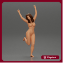Naked happy girl Standing on One Leg