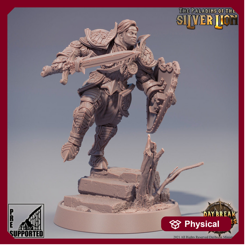 Paladin | Female Paladin  | Miniature | Heavy Armor | Dungeons and Dragons | 28mm Scale | 32mm scale | Pathfinder | D&D | - Only-Games