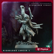 Sci-Fi Miniature Space Elf, Highblood Lancer  | 28mm,32mm, 54mm, 75mm,100mm Scales | Resin Mini | Archvillain Games - Only-Games