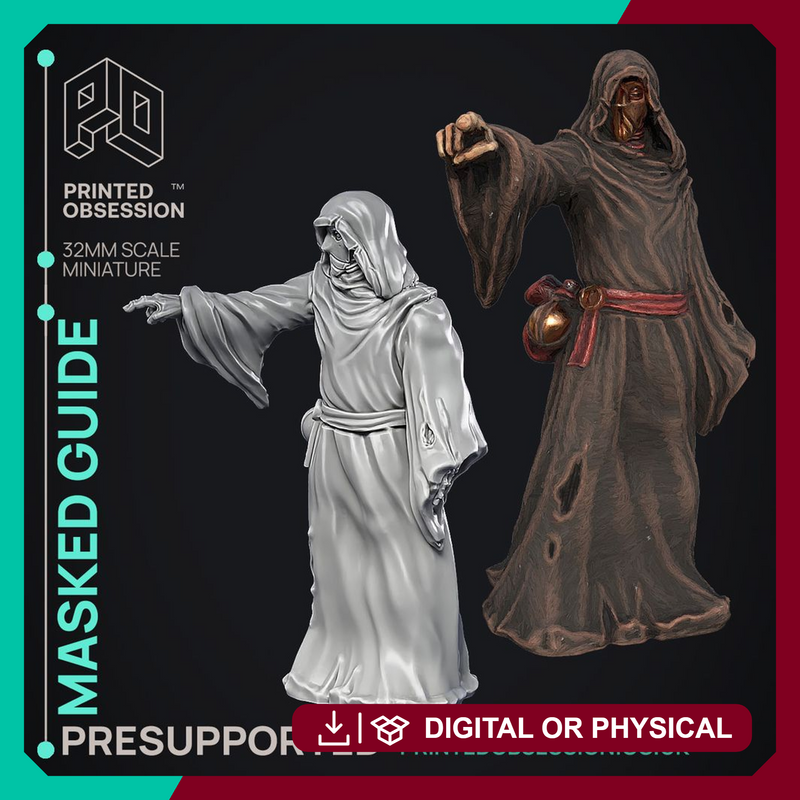 The Masked Guide - Wondering Desert -  PRESUPPORTED - Illustrated and Stats - 32mm scale