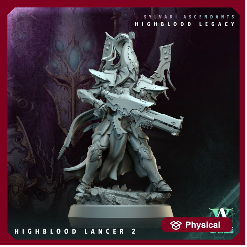 Sci-Fi Miniature Space Elf, Highblood Lancer  | 28mm,32mm, 54mm, 75mm,100mm Scales | Resin Mini | Archvillain Games - Only-Games