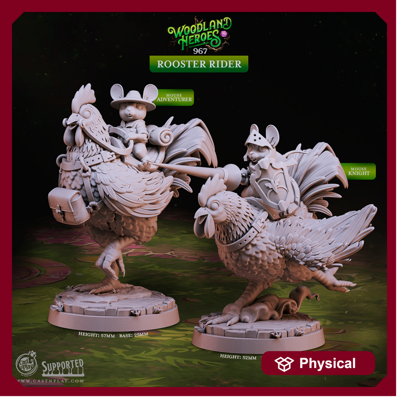 Rooster Riders - Woodland Heroes - CastNPlay - Terrain Wargaming D&D DnD 28mm 32mm 40mm 54mm