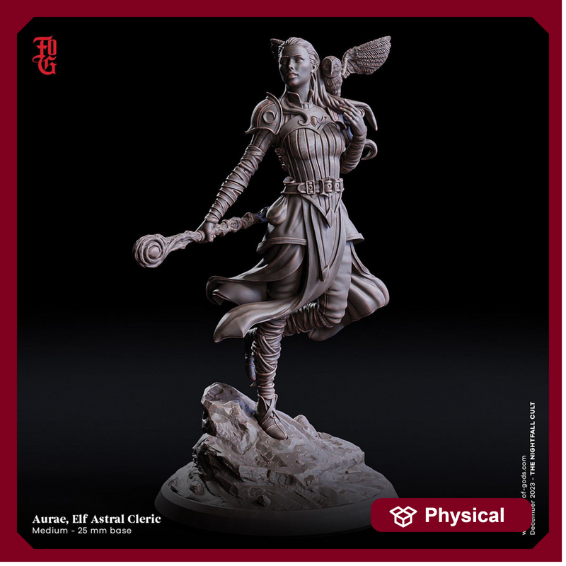 Female Elf Druid Wizard, Cleric PC NPC | 28mm, 32mm,54mm, 75mm, 100mm Scale Resin Mini | Dungeons and Dragons| Flesh of Gods - Only-Games