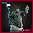 (0227) Male shaman panda folk with a magic club and spell