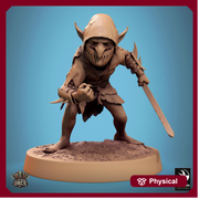 Goblin with Swords Fighter | D&D 5e UNPAINTED | 28mm, 32mm,54mm,75mm, 100mm scale| Pathfinder | Figure for Painting| Rescale Miniatures - Only-Games