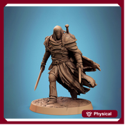 Paladin, Fighter, Two-Weapon Fighting Swords, DnD 5e Unpainted Miniature| 28mm, 32mm,54mm,75mm,100mm Scales| Dungeons & Dragons | Pathfinder - Only-Games