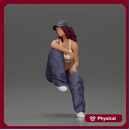 lowrider girl in cap While Resting One Arm on Her Knee Seated