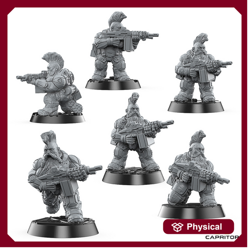 Tactical Space Dwarves "LMG" Squad (6 X Models) - Only-Games