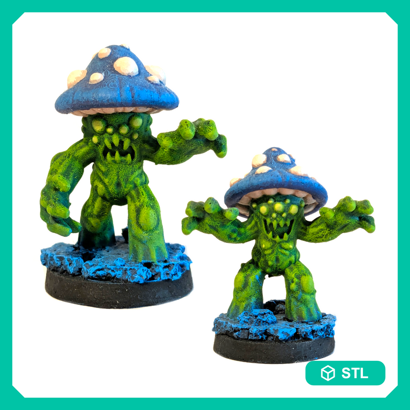 Dark Fantasy Fungus Folk Tabletop Miniatures 32mm Two STL Pack
