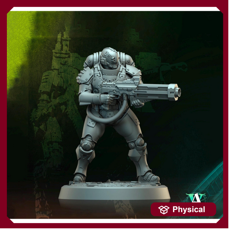 Sci-Fi Miniature Space Soldier Argo Commando |  28mm,32mm Scales & 54mm,75mm,100mm TALL | Resin Mini | Shocktrooper TPG | Archvillain Games - Only-Games