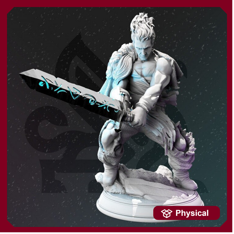 Male Barbarian Kensai | Resin Miniature | 28mm, 32mm, 54mm, 75mm, 100mm Scales | Pathfinder Figure | DnD | Figurine unpainted | - Only-Games