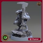 Wererat 2handed weapon , Ratfolk, Ratman |Resin| Dungeons and Dragons 5e | 28mm,32mm,54m,75mm Scales | Pathfinder D&D | Daybreak Miniatures - Only-Games