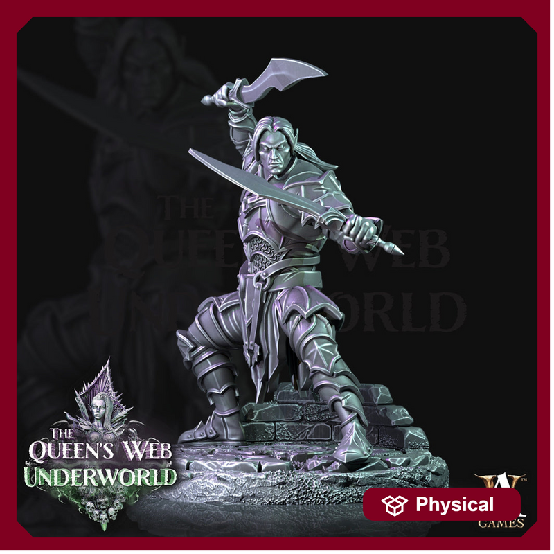 Dark Elf Drow Fighter | 28mm, 32mm, 75mm | DnD 5e Miniature | Dungeons and Dragons | Baenere | Melee-Magthere Menzoberranzan - Only-Games