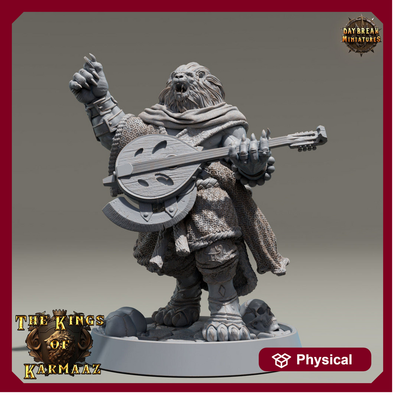 Leonin LionFolk Bard | 28mm, 32mm, 54mm, 75mm Scales,100mm Tall | Dungeons and Dragons D&D 5e | Pathfinder| Daybreak Miniatures - Only-Games