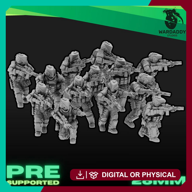 Sci-Fi Future Mercs- Riflemen - (28mm)