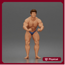 Bodybuilder flexes muscles posing trunks onstage powerhouse