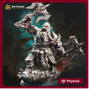 Dwarf Fighter Barbarian Dual Axes | Unpainted Miniature | 28mm, 32mm,54mm,75mm, 100mm Scales | Dungeons & Dragons 5e Pathfinder | DM Stash - Only-Games