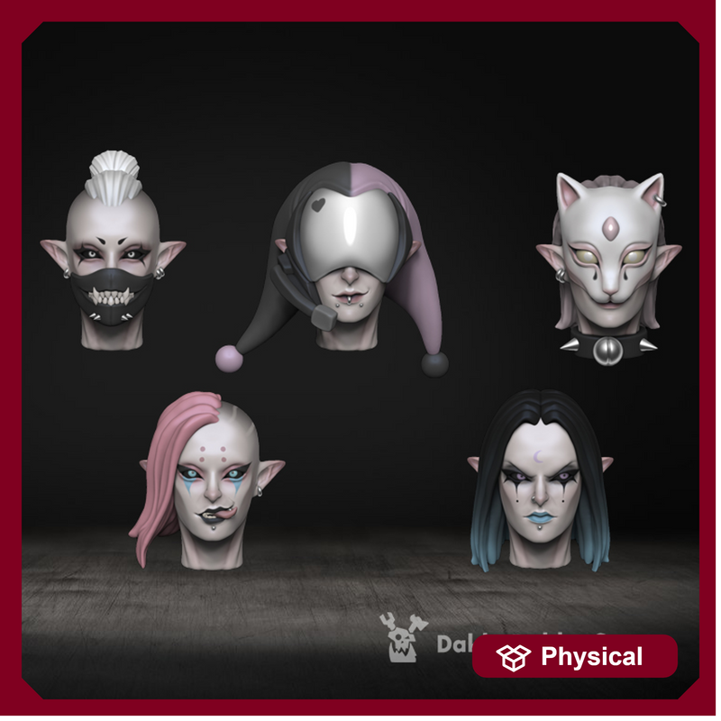 Female Jester Head Bits Set x5